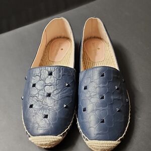 Kate Spade Navy Espadrilles Textured Loafers sz 9.5 B